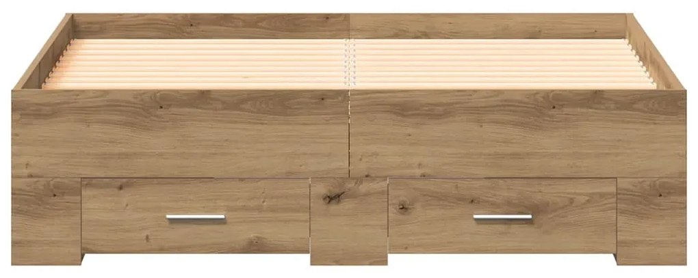 Cama com Gavetas vidaXL Carvalho Artisan 120x190 cm Madeira de engenha