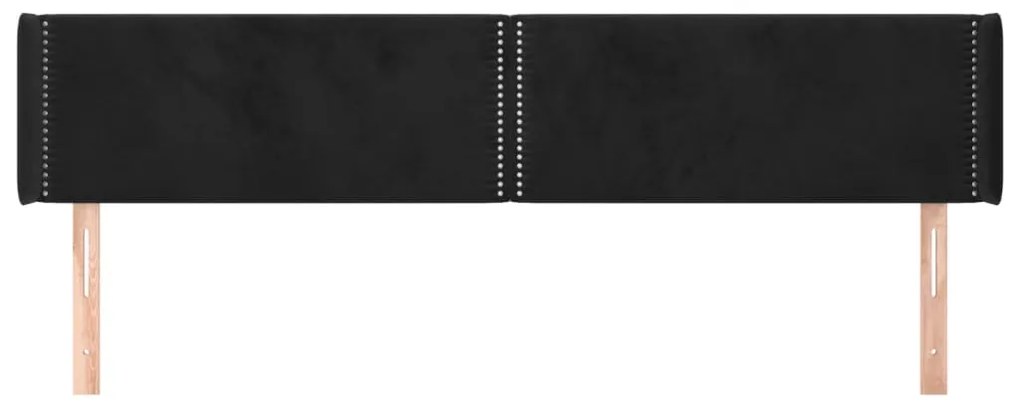 Cabeceira de cama c/ abas veludo 203x16x78/88 cm preto
