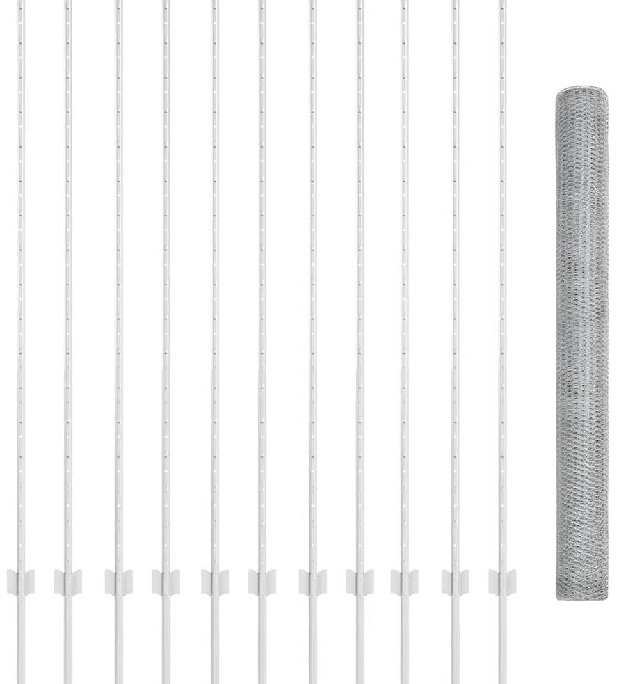 Postes de Cerca vidaXL 22 pcs U-Channel 160 cm Aço Galvanizado