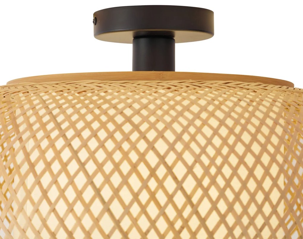 Candeeiro de Teto Japandi Bambu com Interior Branco - Liva