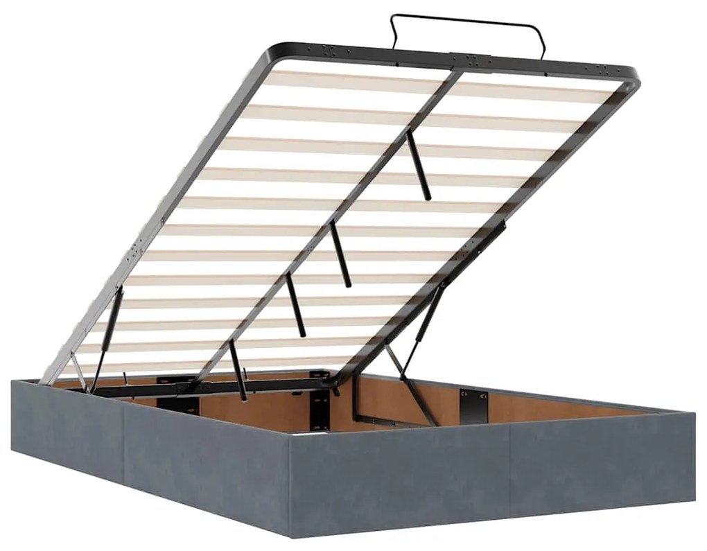 Cama otomana com colchão 120x190 cm veludo cinzento-escuro