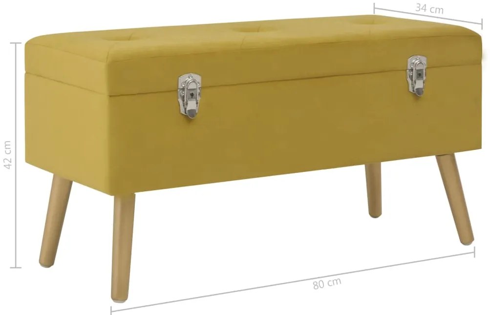 Banco c/ compartimento arrumação 80 cm veludo amarelo mostarda