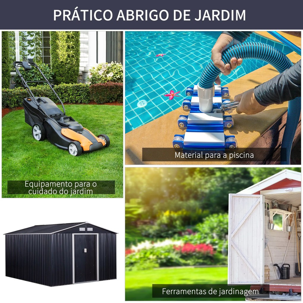 Outsunny Abrigo de Jardim Exterior Abrigo e Jardim Metálico para Armaz