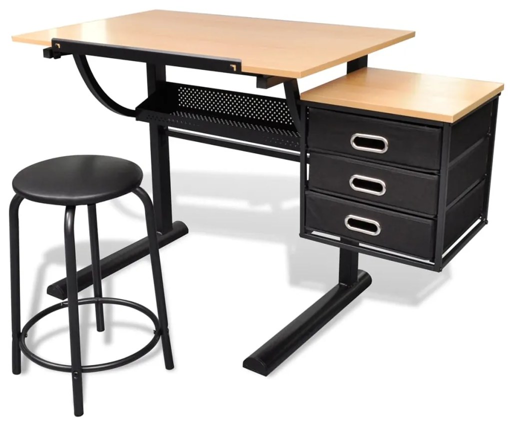 Mesa de desenho inclinável com banco