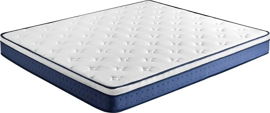 Colchão de molas 180 x 200 x 20 cm, espuma viscoelástica com gel, firmeza média Azul