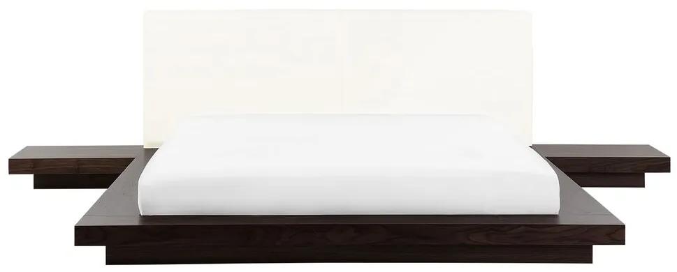 Cama de casal de água em madeira escura 160 x 200 cm ZEN Beliani