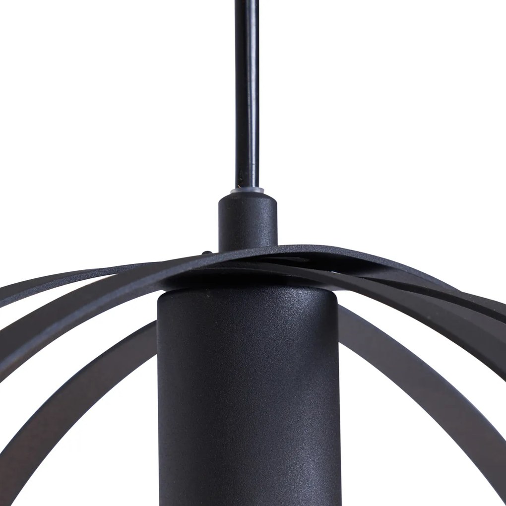 Candeeiro suspenso de design preto redondo 3-Light - Indu