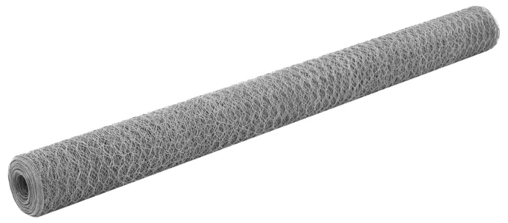 vidaXL Rede de arame p/ galinheiro 25x1,5 m aço galvanizado prateado