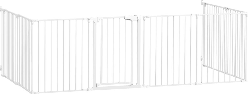 Barreira de segurança metálica, cercadinho dobrável e modular para cães e crianças, 8 painéis, 61 x 75 cm, branco