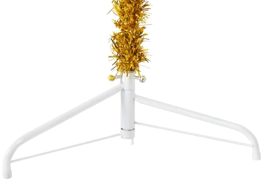 Meia árvore de Natal fina com suporte 150 cm dourado