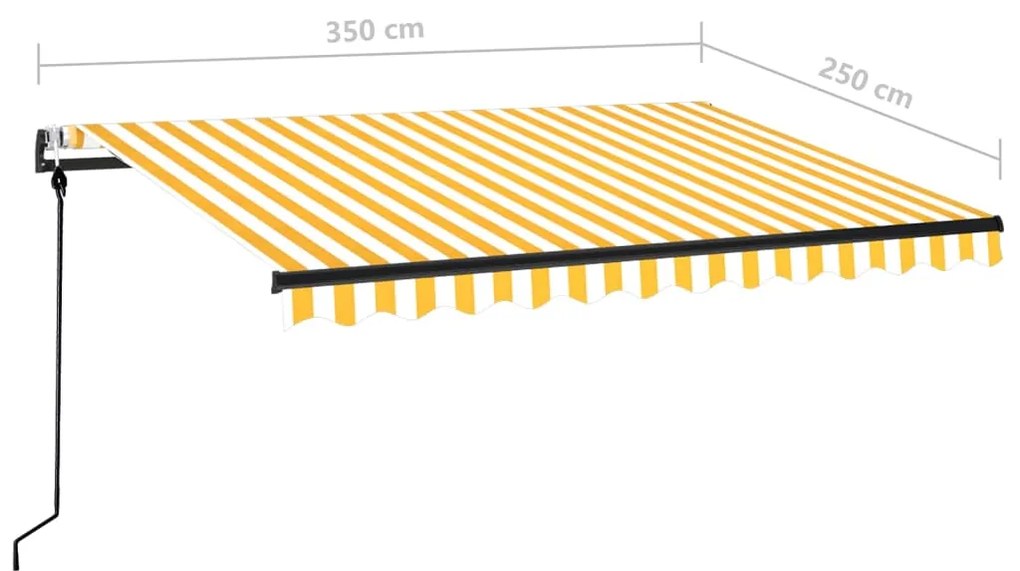 Toldo retrátil automático 350x250 cm amarelo e branco