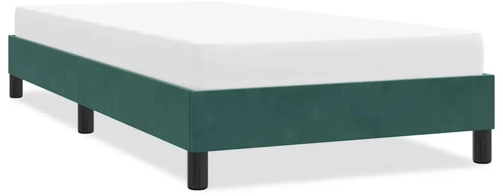 Estrutura de cama sem colchão 90x220 cm veludo verde-escuro