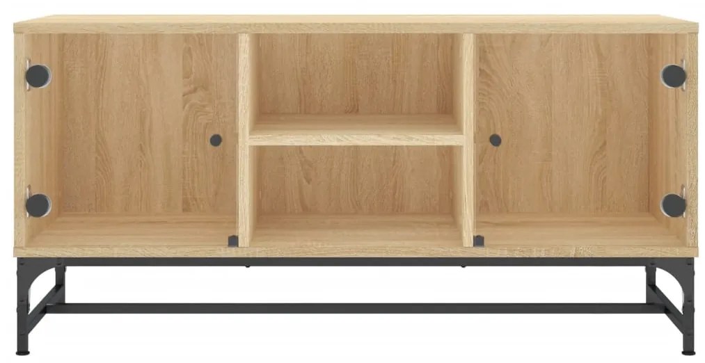 Móvel de TV c/ portas de vidro 102x37x50 cm carvalho sonoma
