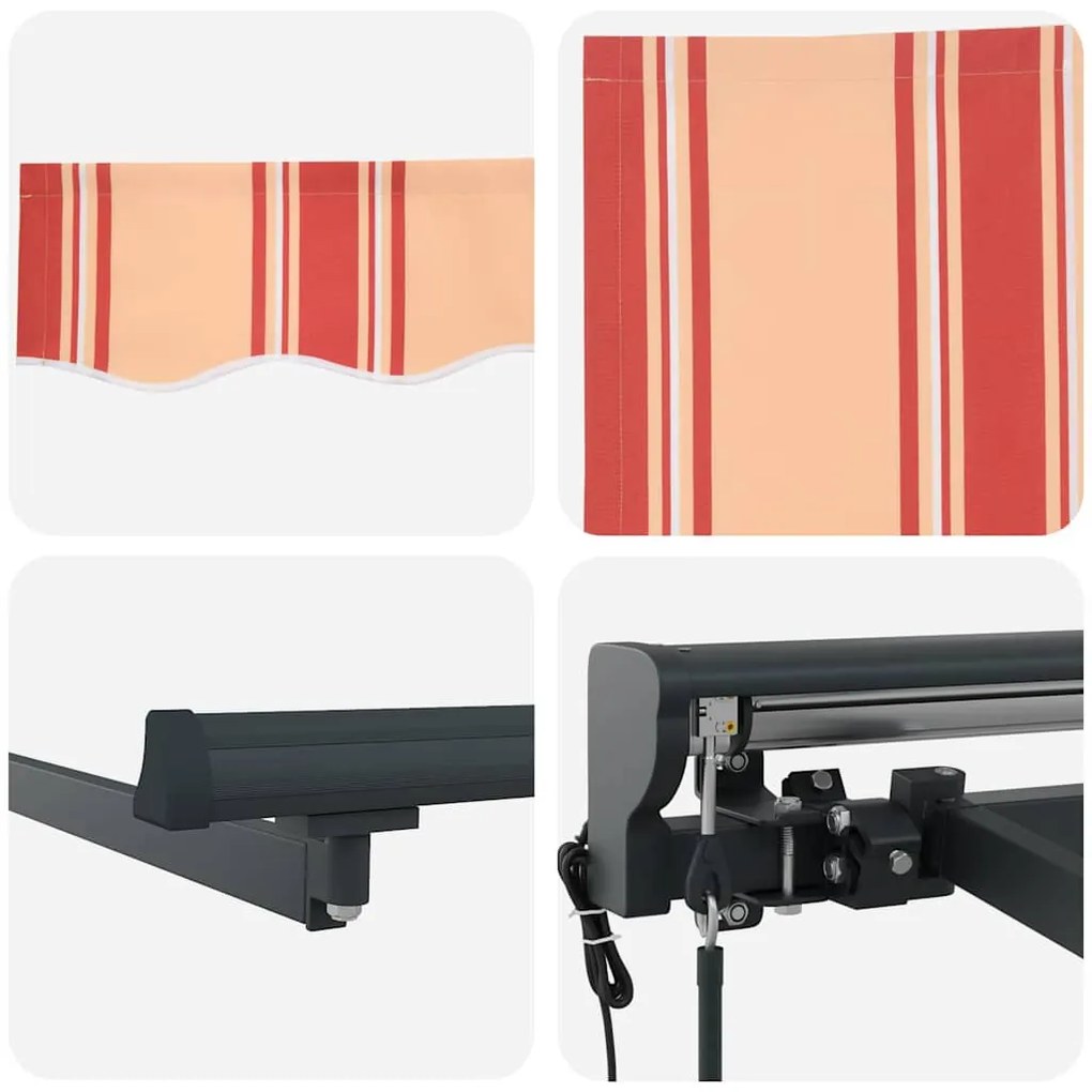 Toldo Retrátil Manual Amarelo e Laranja 400x300 cm Poliéster