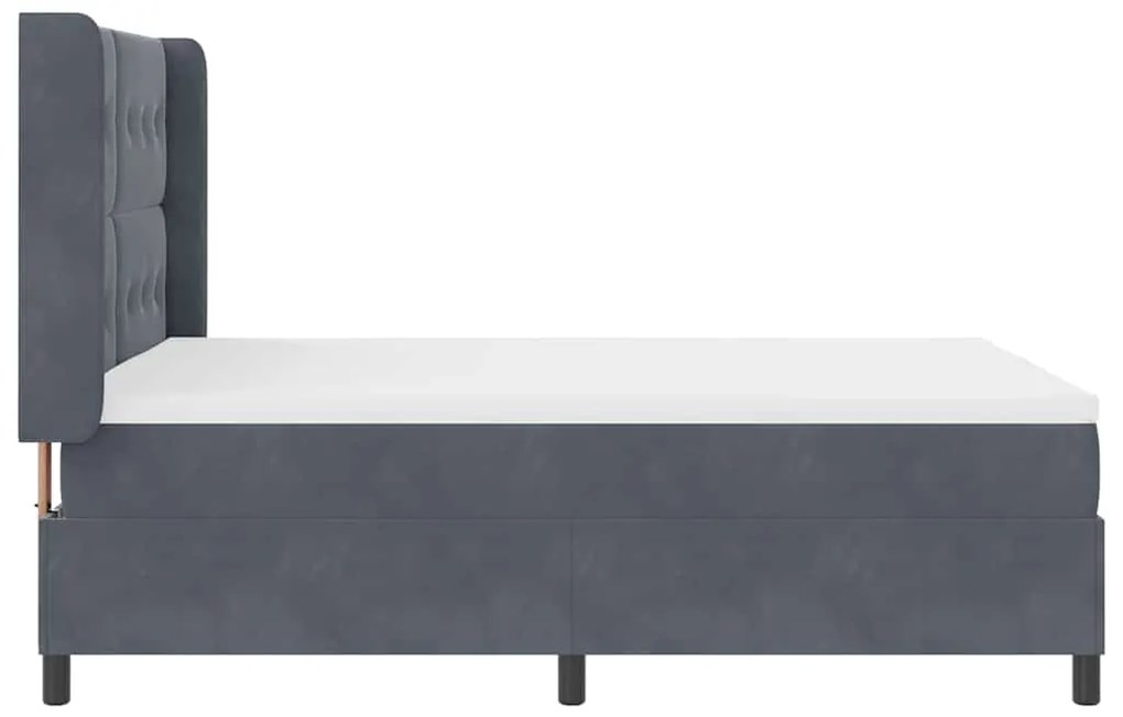 Cama Box Spring com Colchão e LED Cinza Escuro 160x200 cm Veludo