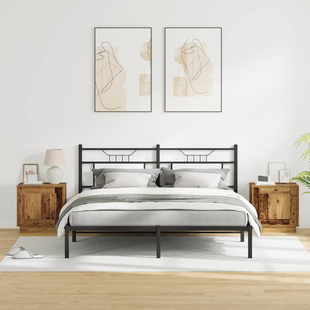 Cômodas de cabeceira com luzes LED 2 pcs Madeira velha 44x34,5x45 cm