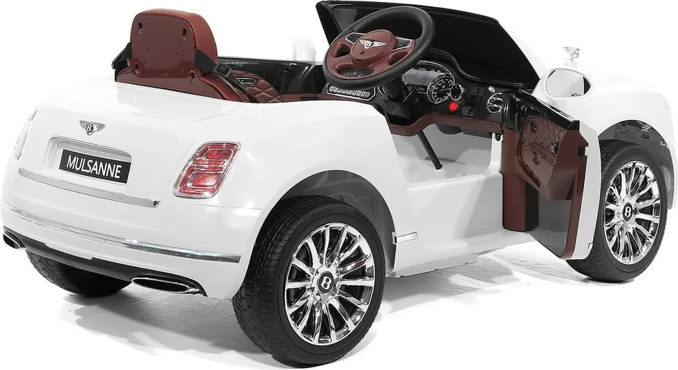 Carro elétrico para crianças até aos 5 anos Bentley Mulsanne 12V, pneus de borracha EVA, controlo remoto Branco