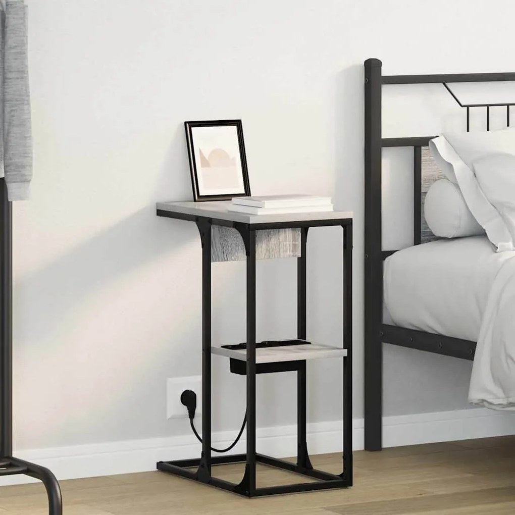 vidaXL Armário de Cabeceira Cinza Sonoma 41,5 x 26 x 60,5 cm