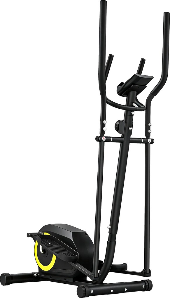 SPORTNOW Bicicleta Elíptica Silenciona com Bluetooth Compatível com App Resistência Ajustável em 8 Níveis e Ecrã LCD 100x52x153 cm Preto e Amarelo | Aosom Portugal