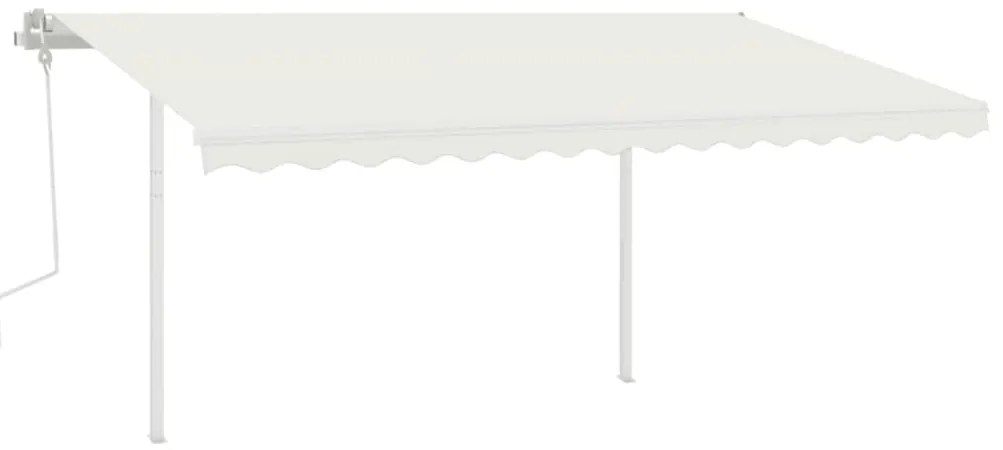 Toldo retrátil manual com postes 4,5x3 m cor creme