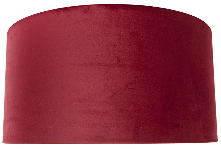 Abajur de veludo vermelho 50/50/25 com interior dourado