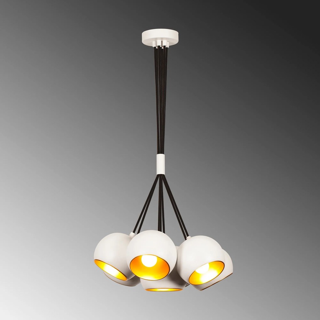 Chandelier Sivani – Branco e Dourado – Diâmetro 45 cm x Altura 108 cm