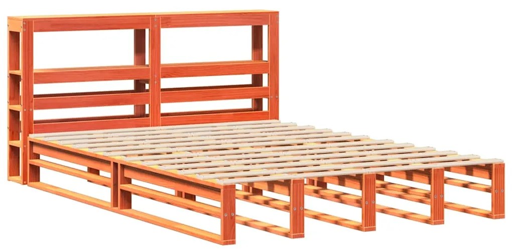 Cama sem colchão 140x190 cm pinho maciço castanho-mel