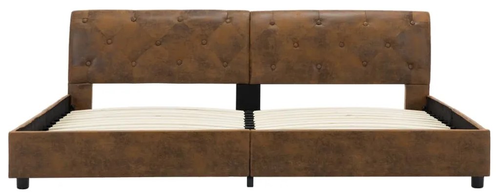 Estrutura de cama 180x200 cm camurça artificial castanho