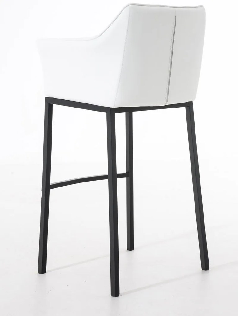 Banco de bar Damaso em couro sintético e com estrutura preta 64 x 110 x 48 cm Branco