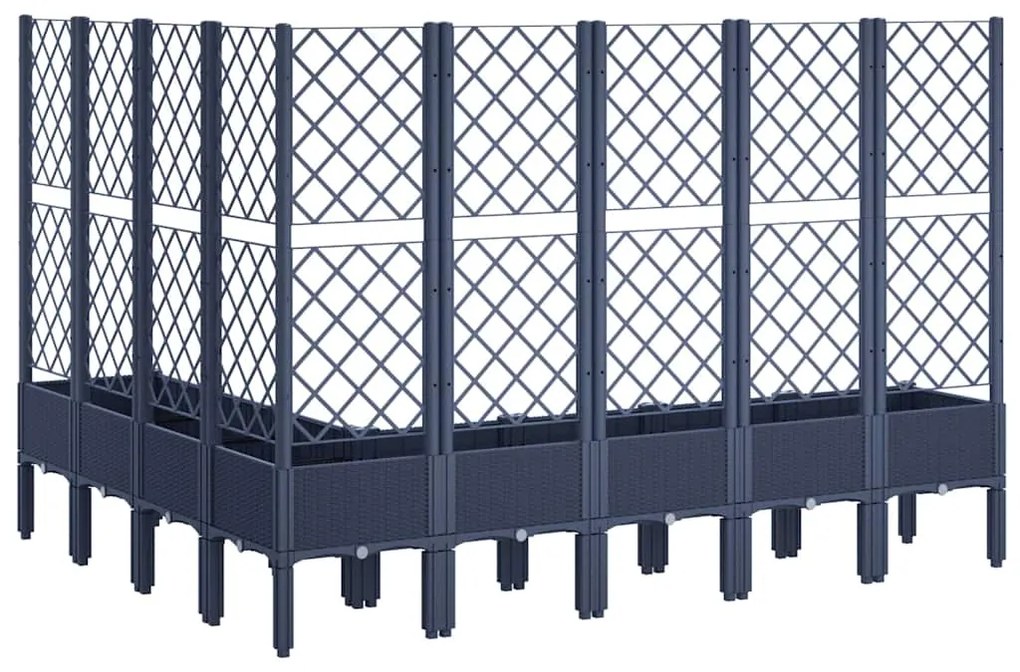 Vaso/floreira de jardim c/ treliça 200x160x142 cm PP cinzento azul