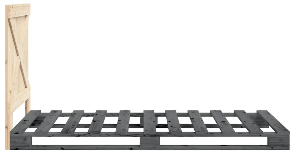 Estrutura de cama com cabeceira 90x200 cm pinho maciço cinzento