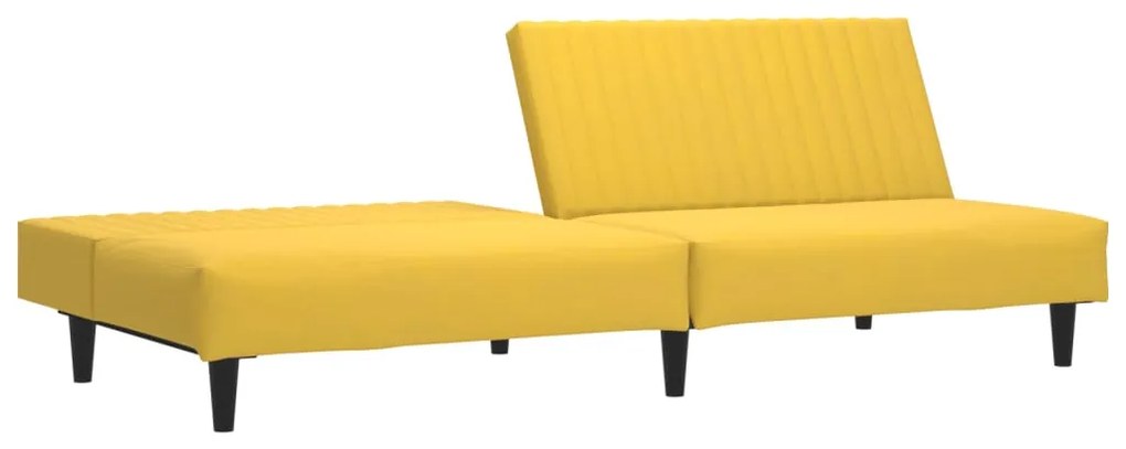 Sofá-cama de 2 lugares veludo amarelo