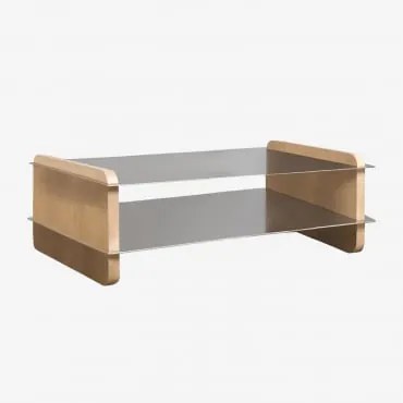 Rectangular Coffee Table 120x60 Cm In Mango Wood And Steel Tokyo Madeira De Manga - Sklum