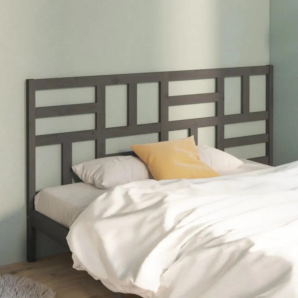 vidaXL Cabeceira de cama 186x4x100 cm pinho maciço cinzento