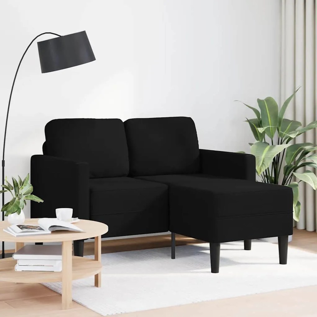 Sofá 2 lugares com Chaise em L 125 cm tecido preto