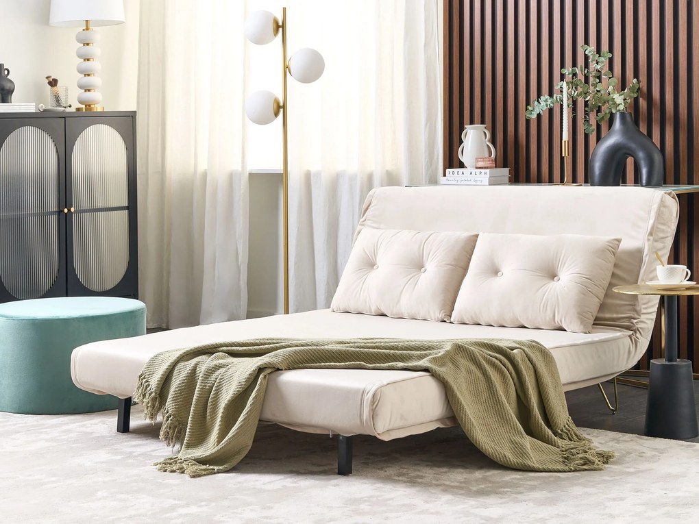 Conjunto de sofás-cama com 3 lugares em veludo creme VESTFOLD Beliani