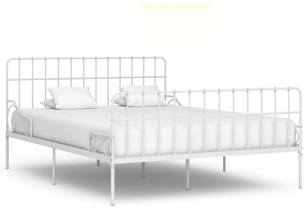Estrutura de cama com estrado de ripas 200x200 cm metal branco