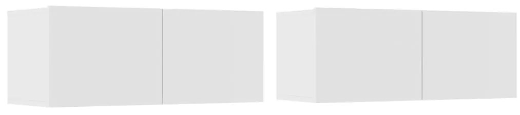 Conjunto móveis de TV 4 pcs madeira processada branco