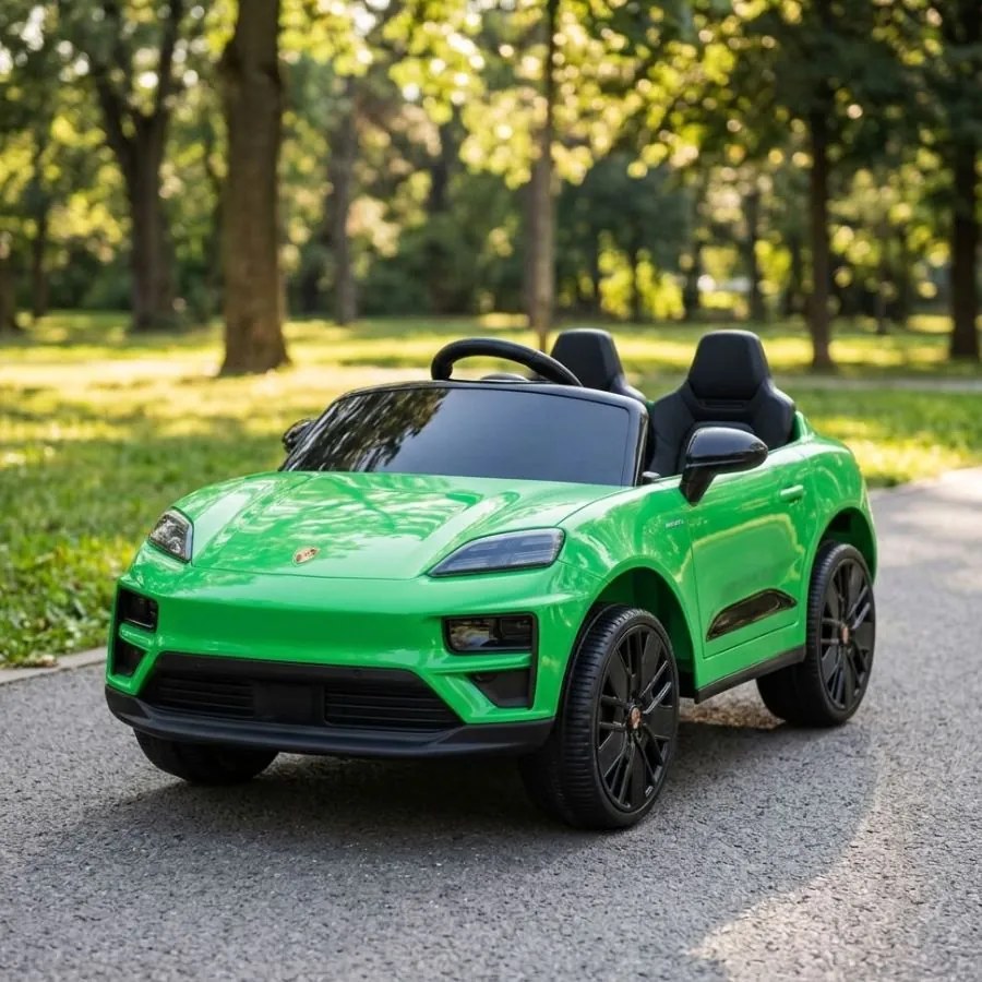 Carro elétrico para Crianças 2 a 6 anos 12V 4x4 Porsche Macan, Rodas de espuma EVA, Controle remoto Verde