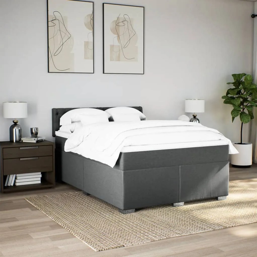 Cama com molas/colchão 140x200 cm tecido cinzento-escuro