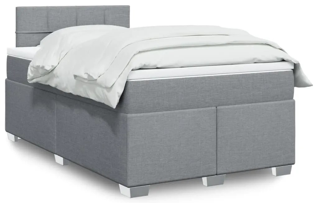 Cama com molas/colchão 120x200 cm tecido cinza-claro