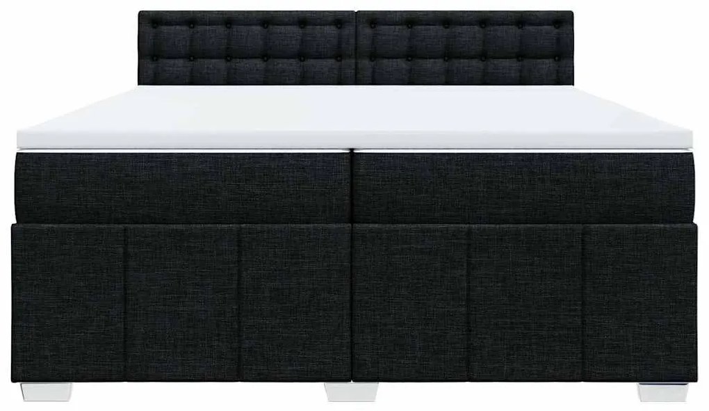 Cama com molas/colchão 200x200 cm tecido preto