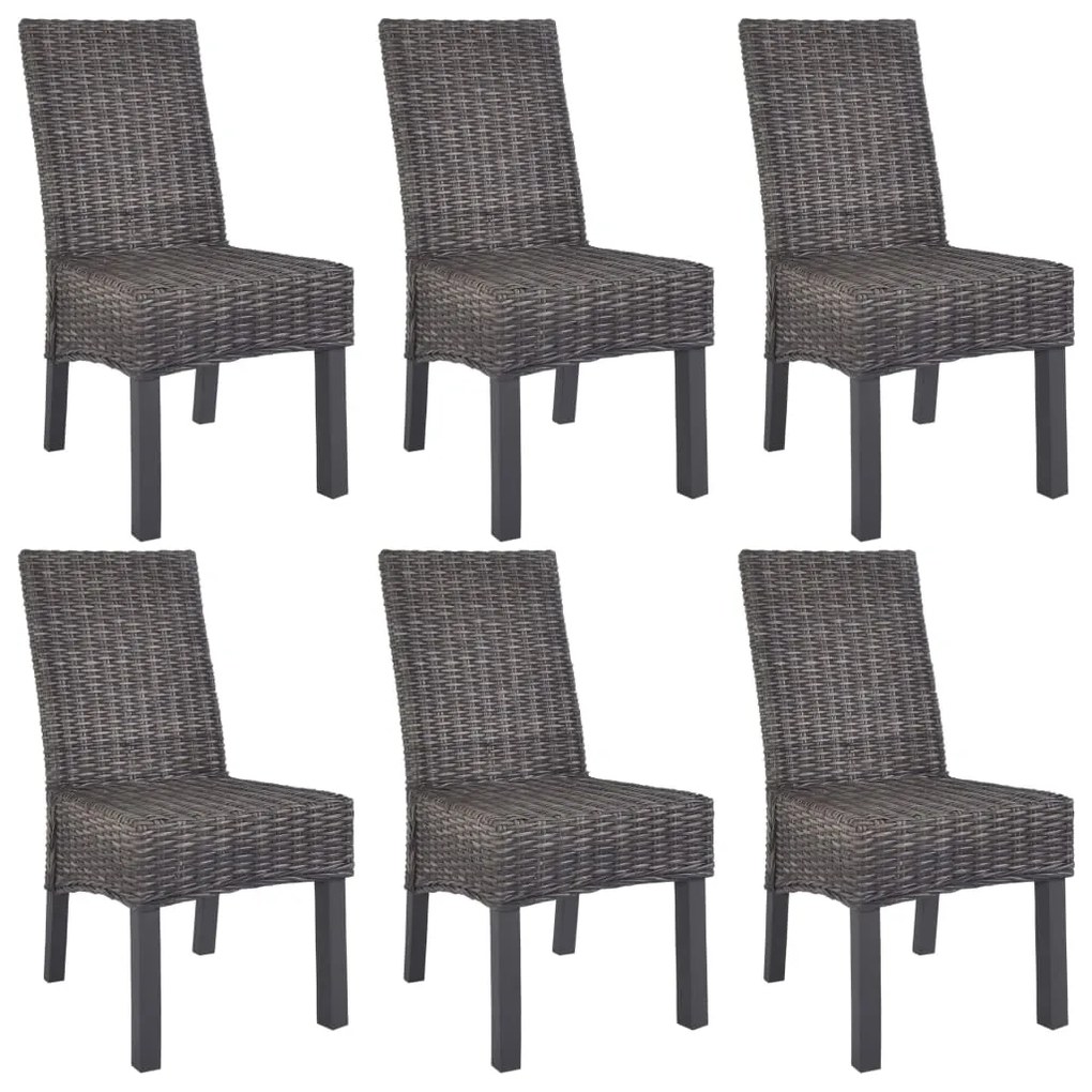 vidaXL Cadeiras de jantar 6 pcs vime Kubu e madeira mangueira castanho