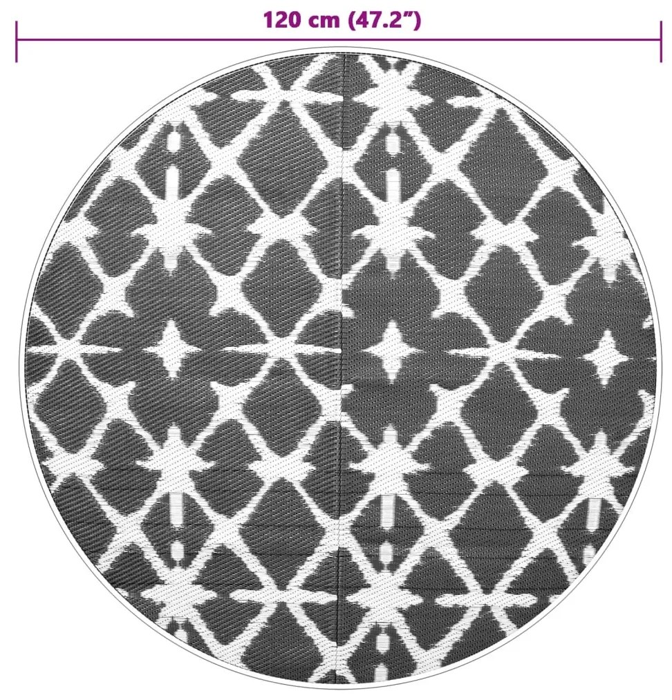 Tapete de exterior Ø120 cm ARAKIL PP azul e branco