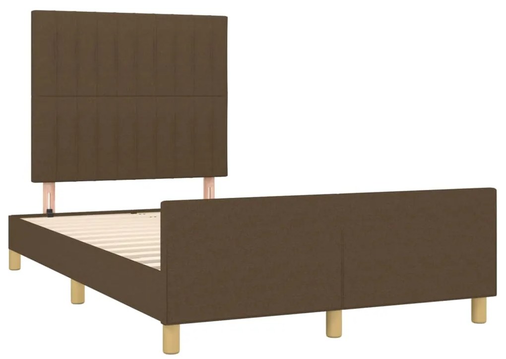 Estrutura de cama sem colchão 120x200 cm tecido castanho-escuro