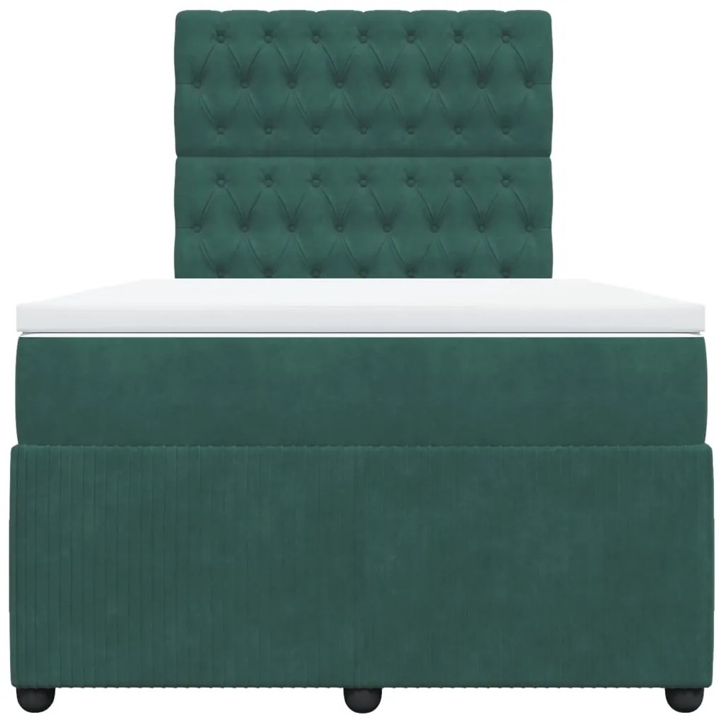 Cama boxspring com colchão 120x190 cm veludo verde-escuro