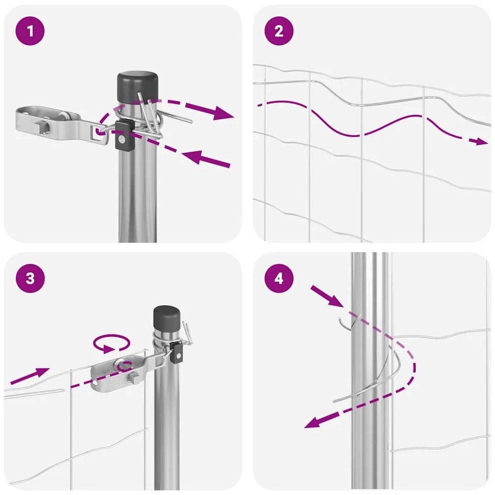 Cerca de Fios Soldados com 13 Postes 0.8x50 m de Aço Galvanizado