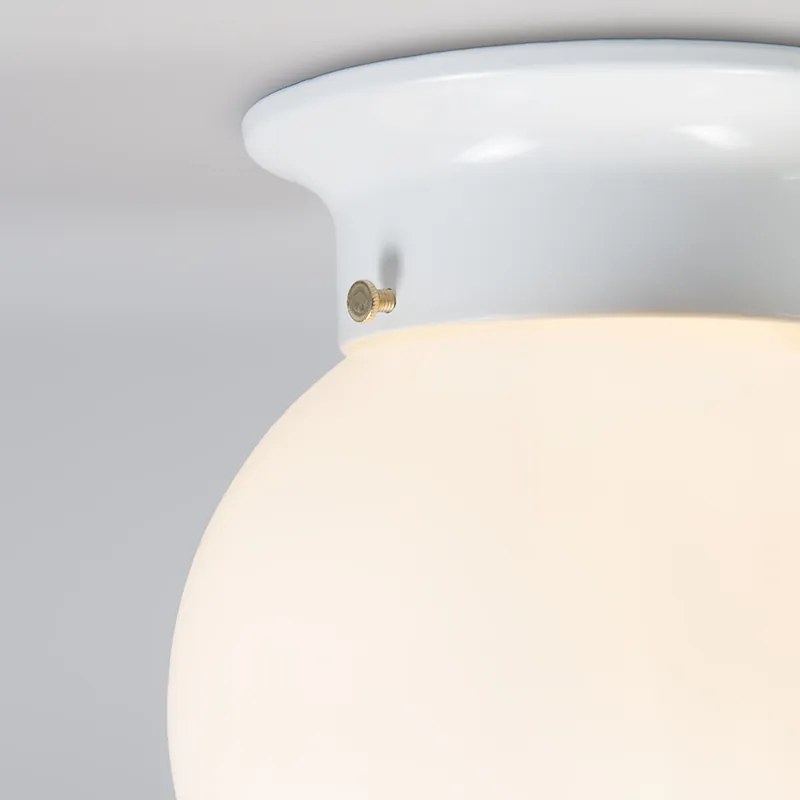Candeeiro de teto retro branco vidro opal - Scoop