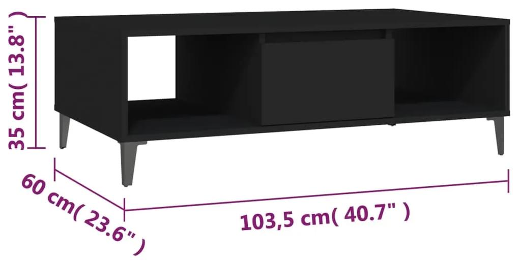 Mesa de centro 103,5x60x35 cm contraplacado preto