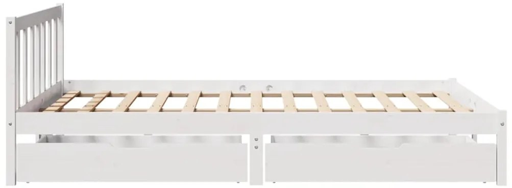 Cama sem colchão 150x200 cm madeira de pinho maciça branco